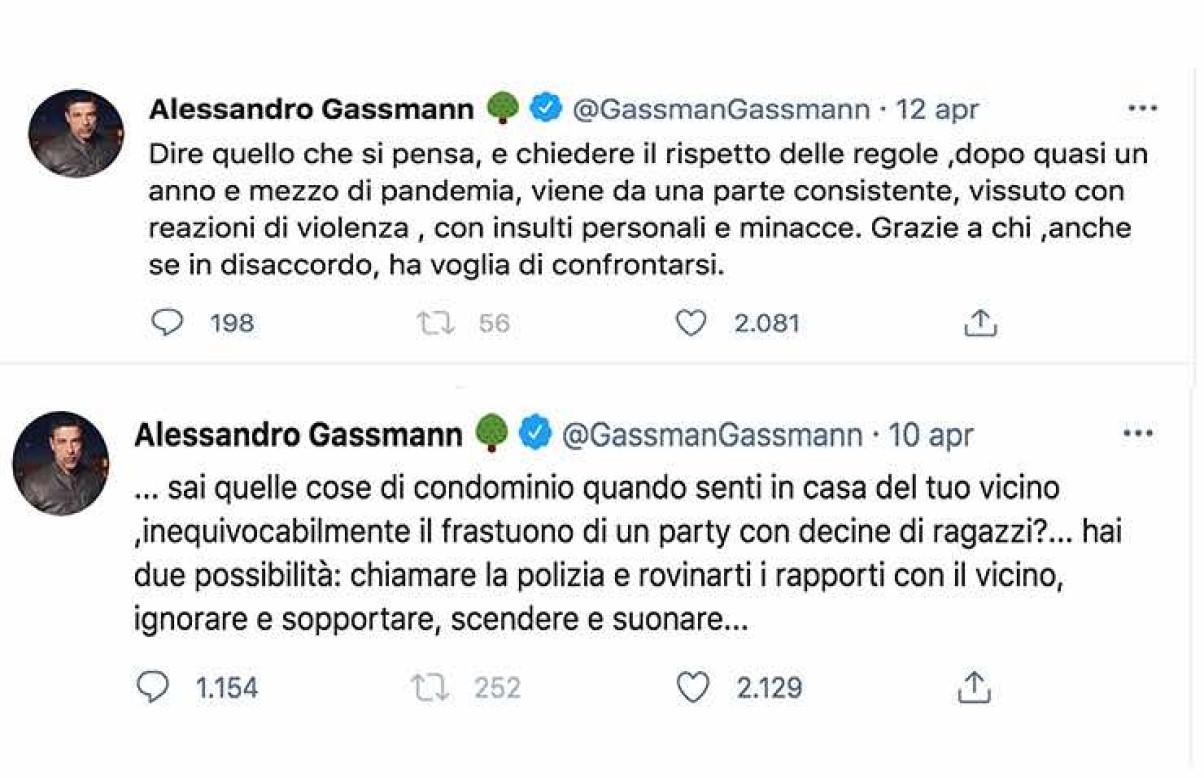 alessandro gassmann minacce insulti denuncia vicini