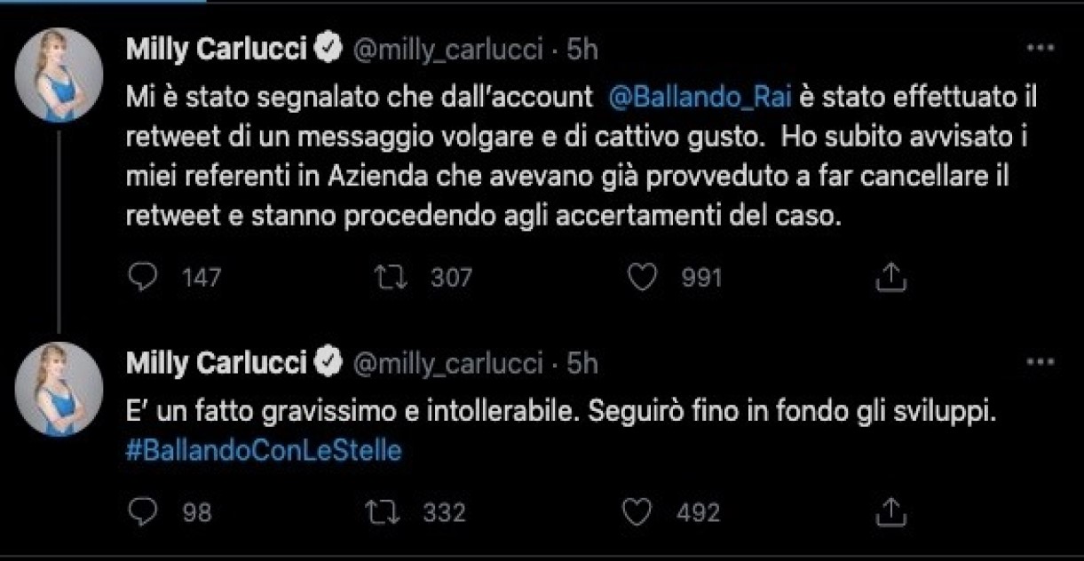 milly carlucci denuncia rai tweet ballando con le stelle