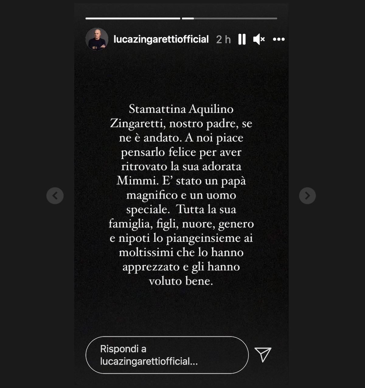 lutto luca zingaretti morto padre aquilino