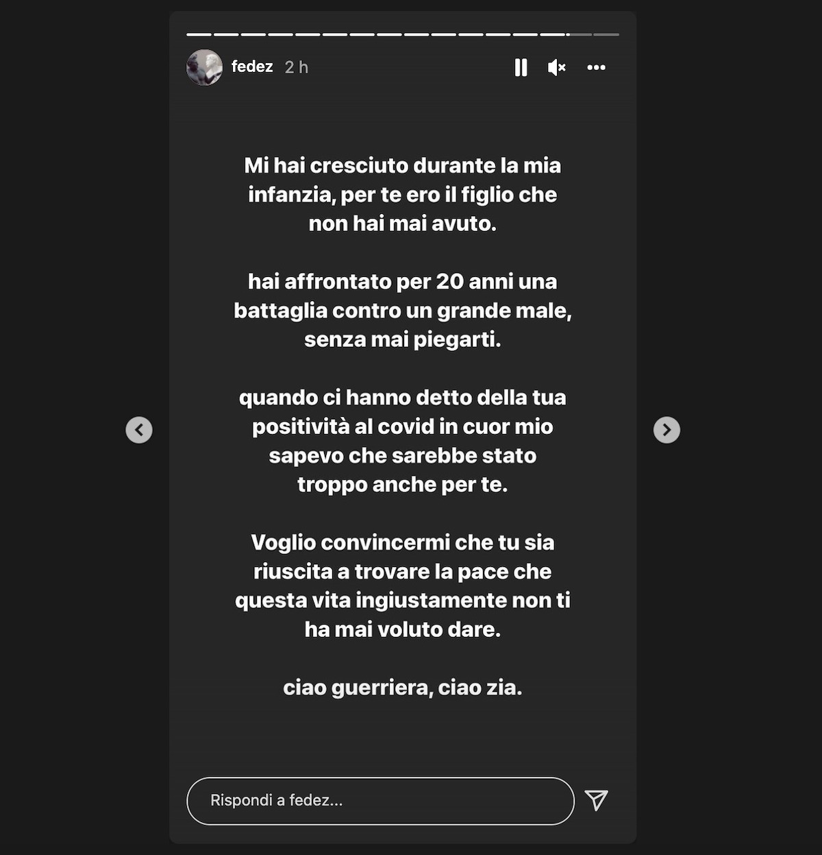 fedez lutto morta zia