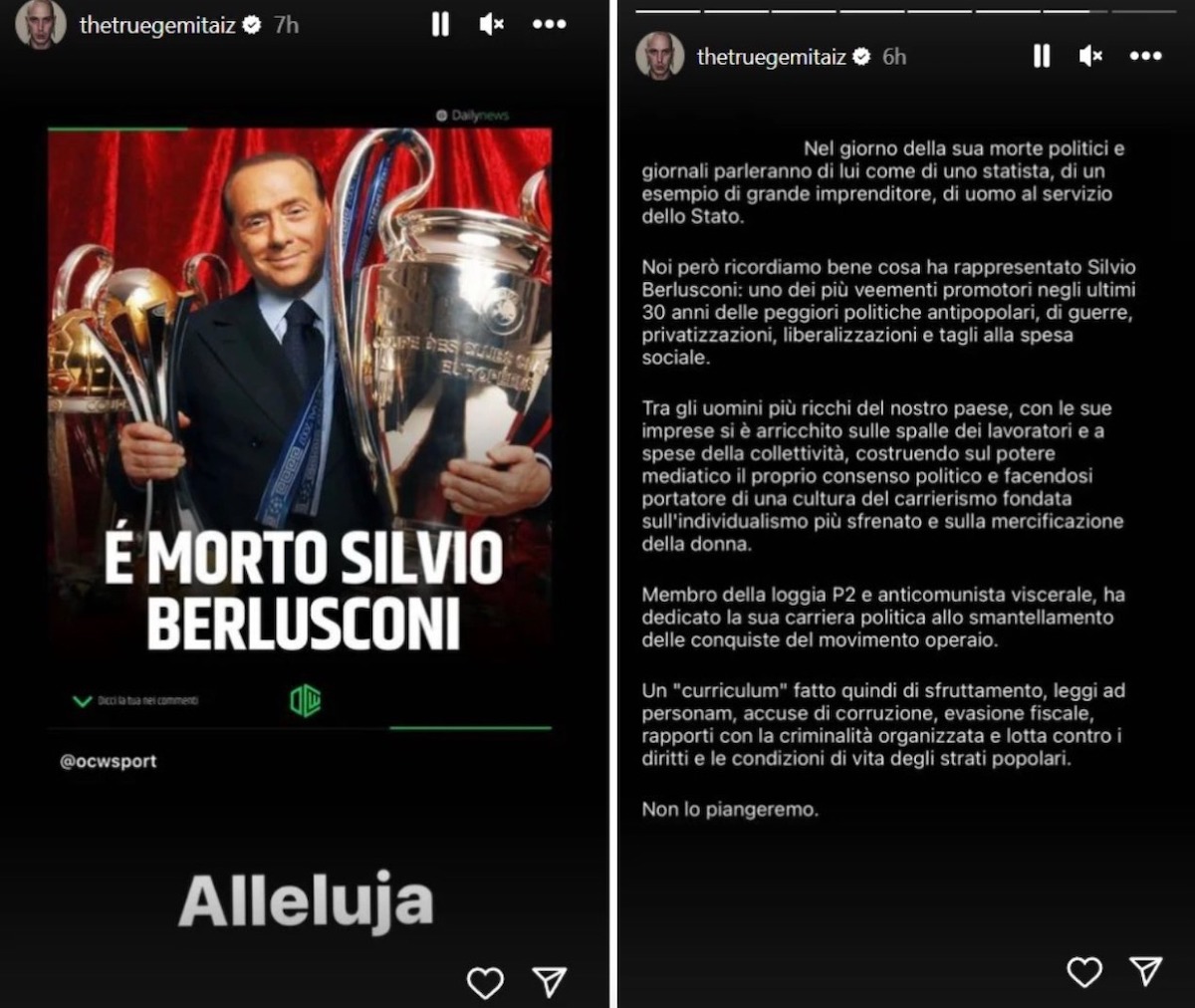 morte berlusconi mediaset polemica gemitaiz